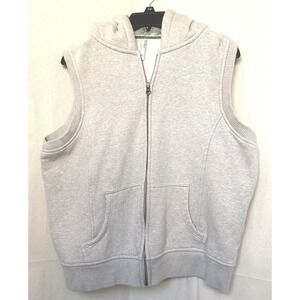 Y2K Old Navy Beige Faux Fur Sherpa Lined Hooded Full Zip Sweater Vest XL Street